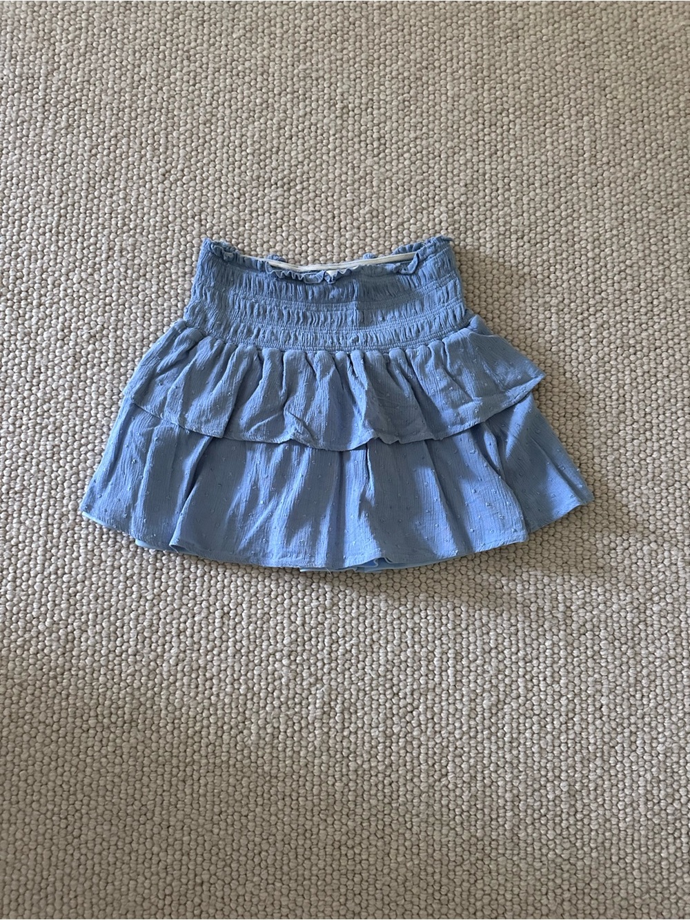 Altar'd State Light Blue Tiered Smocked Mini Skirt